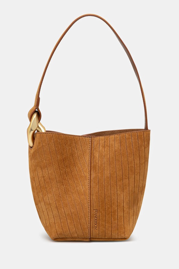 Нубукова сумка JW Anderson The Jwa Corner Small Bucket дрібний узор коричневий HB0740.LA0375