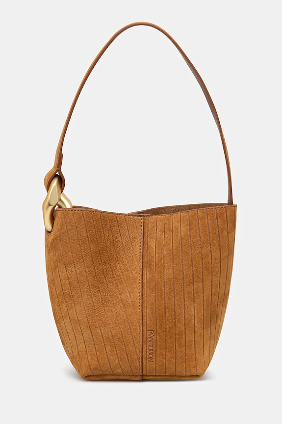 Нубукова сумка JW Anderson The Jwa Corner Small Bucket дрібний узор коричневий HB0740.LA0375