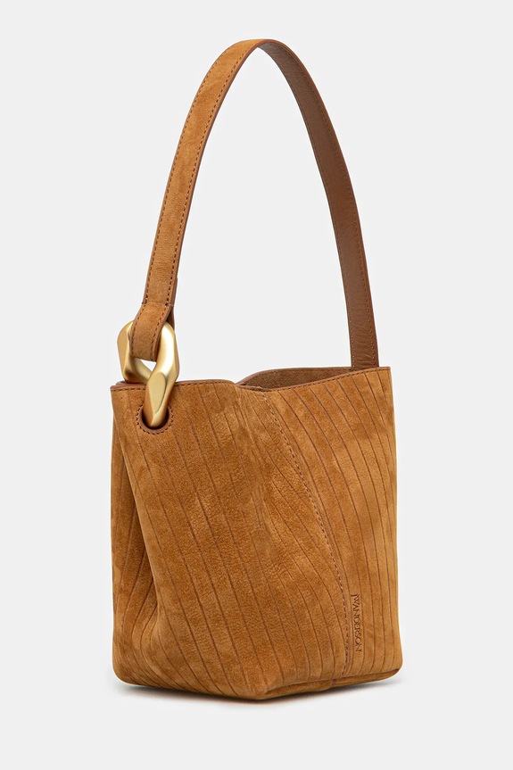 Нубукова сумка JW Anderson The Jwa Corner Small Bucket HB0740.LA0375 коричневий AW25