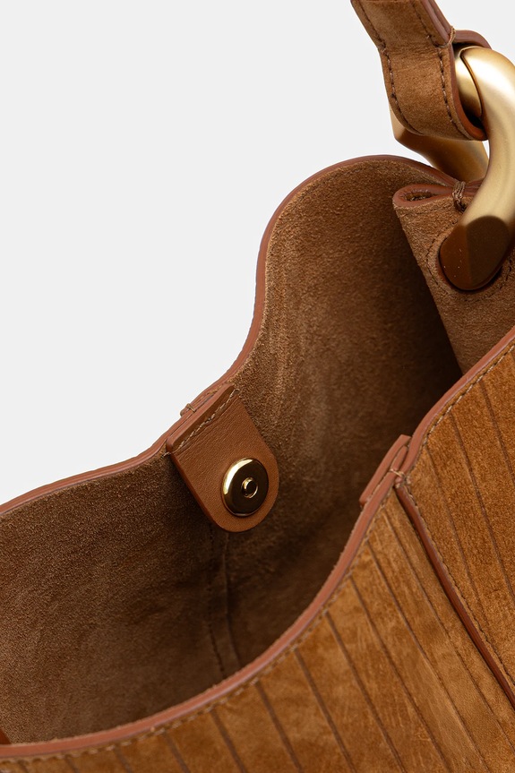Нубукова сумка JW Anderson The Jwa Corner Small Bucket HB0740.LA0375 коричневий