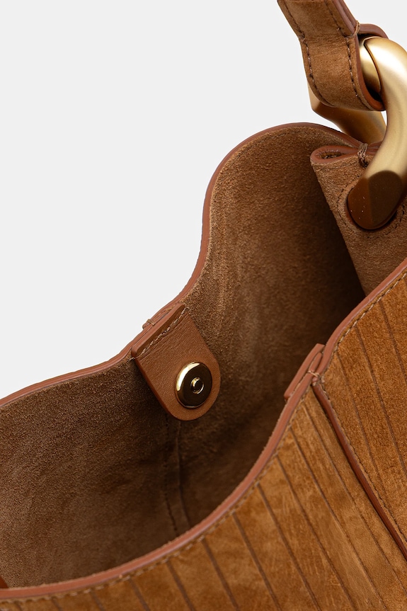 Нубукова сумка JW Anderson The Jwa Corner Small Bucket HB0740.LA0375 коричневий