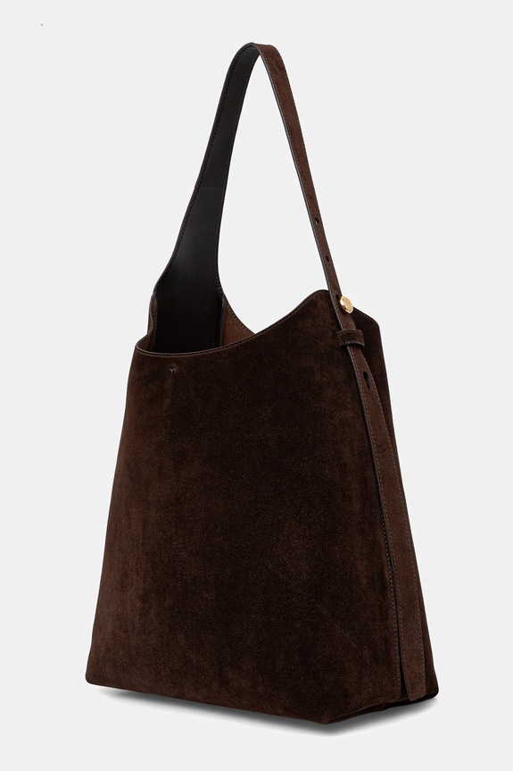 Tory Burch borsa in pelle scamosciata Romy Suede Hobo Bag 175320.201 marrone AW25