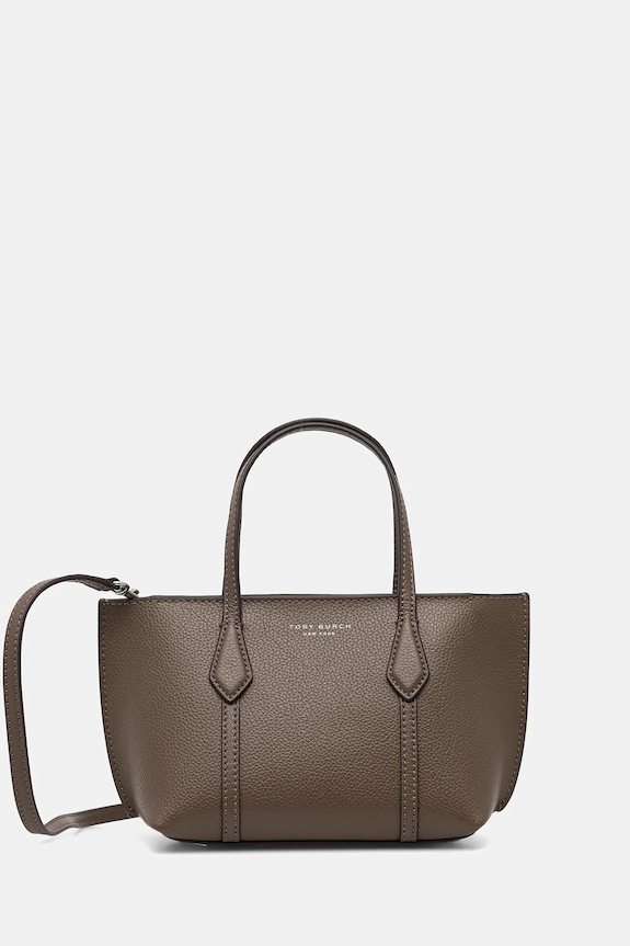 Kožna torba Tory Burch Perry Mini Tote bez uzorka smeđa 175548.250
