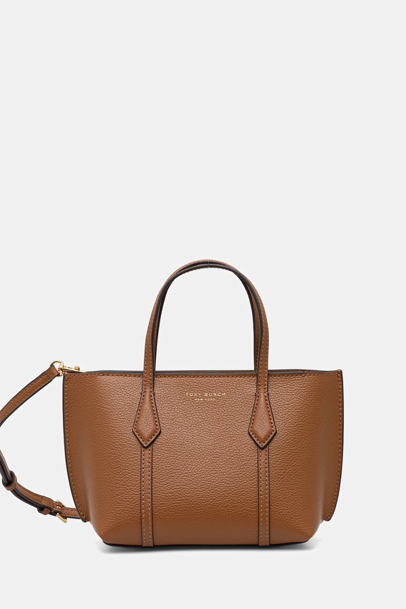 Tory Burch torebka skórzana Perry Mini Tote skóra licowa brązowy 177404.200