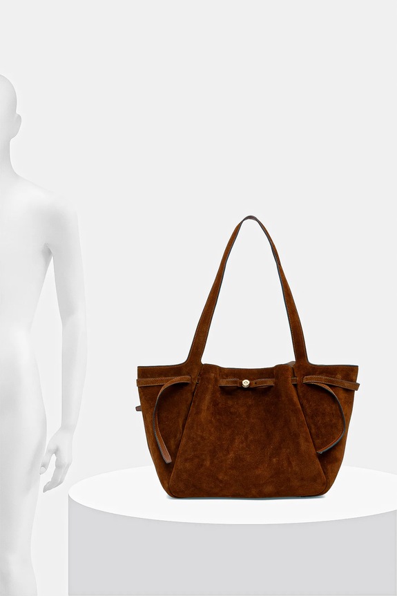 Τσάντα σουέτ Tory Burch Romy Suede Tote 178158.200