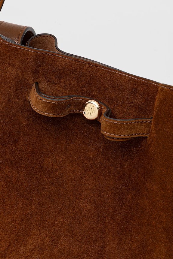 Τσάντα σουέτ Tory Burch Romy Suede Tote καφέ 178158.200