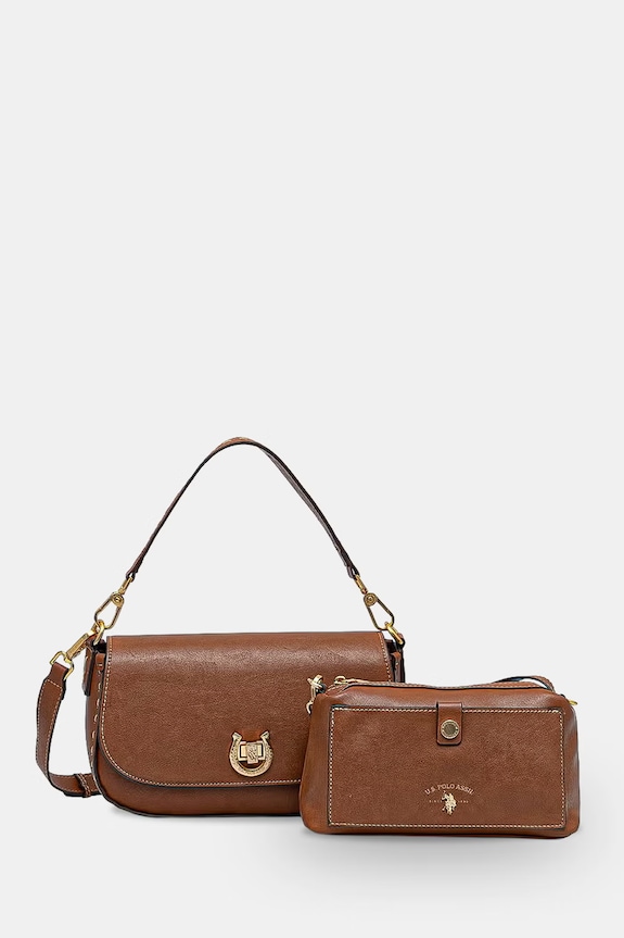 U.S. Polo Assn. crossbody kabelka dámska z imitácie kože Middleton hnedá BIU0M8871WVP