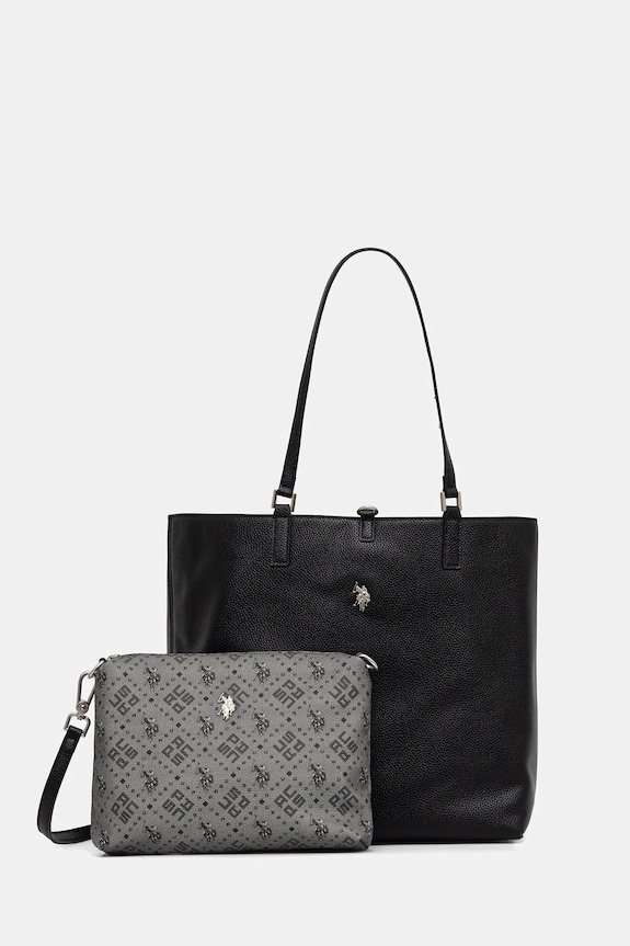 Dvostrana torba U.S. Polo Assn. Malibu bez uzorka crna BEUM08706WVP