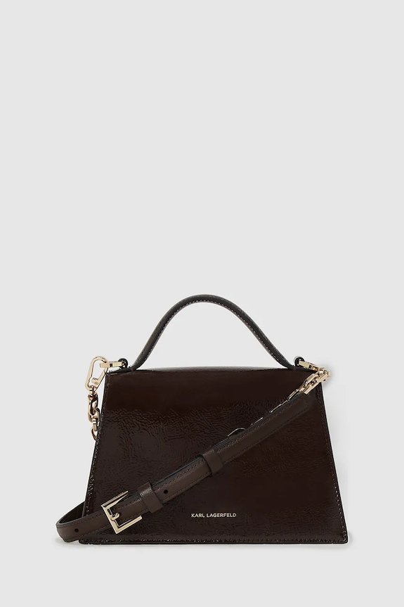 Δερμάτινη τσάντα Karl Lagerfeld IKON A4W30033 μπορντό AW25