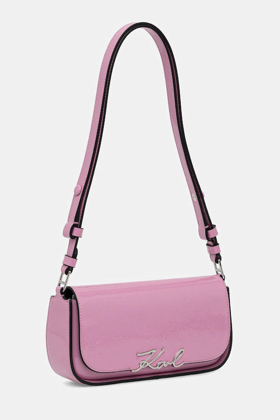 Δερμάτινη τσάντα Karl Lagerfeld IKON A4W30041 ροζ AW25