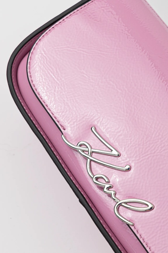 Kožna torba Karl Lagerfeld K/SIGNATURE roza A4W30041