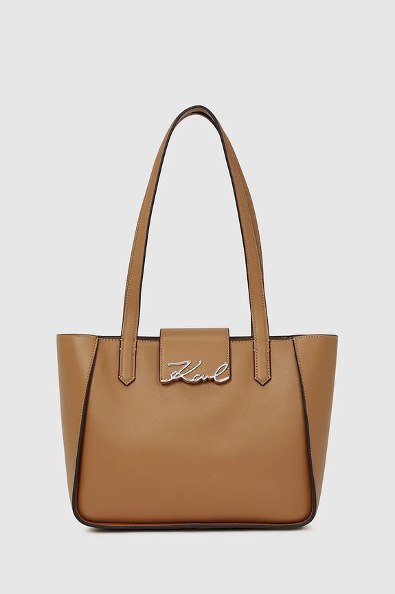 Kožna torba Karl Lagerfeld K/SIGNATURE bez uzorka smeđa A4W30066