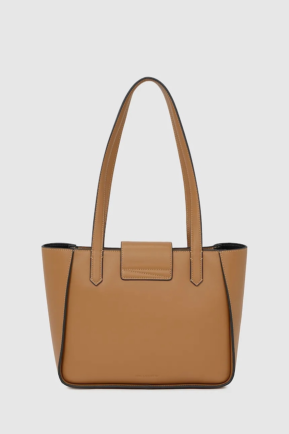 Δερμάτινη τσάντα Karl Lagerfeld IKON A4W30066 καφέ AW25