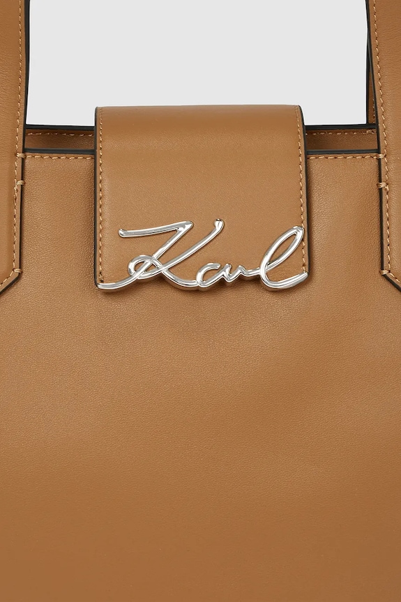 Αξεσουάρ Δερμάτινη τσάντα Karl Lagerfeld IKON A4W30066 καφέ