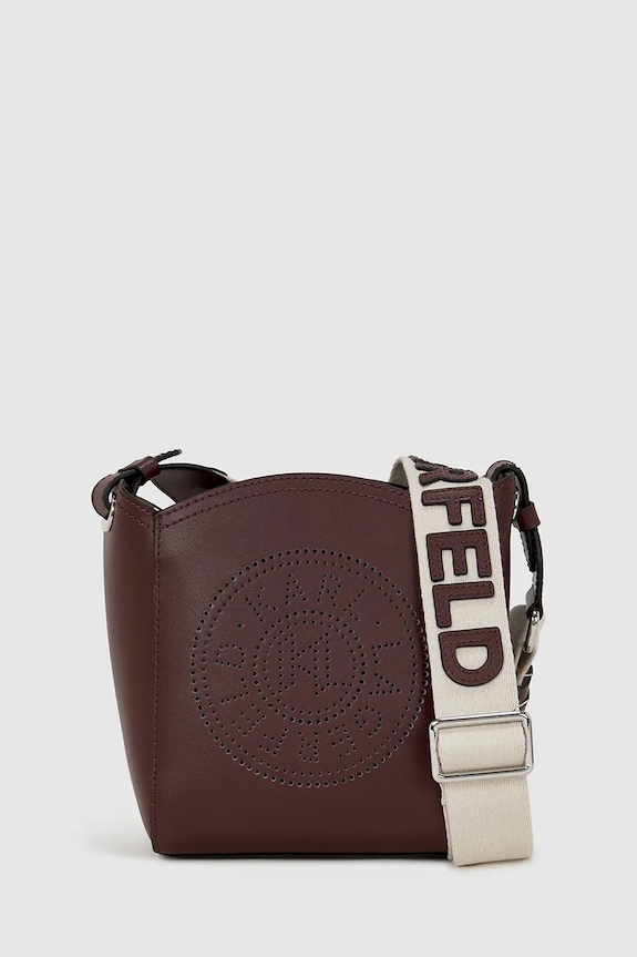 Δερμάτινη τσάντα Karl Lagerfeld IKON απλικέ μπορντό A4W30067