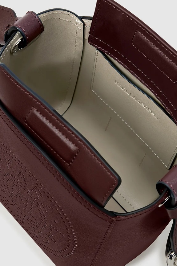 Kožna torba Karl Lagerfeld K/CIRCLE bordo A4W30067