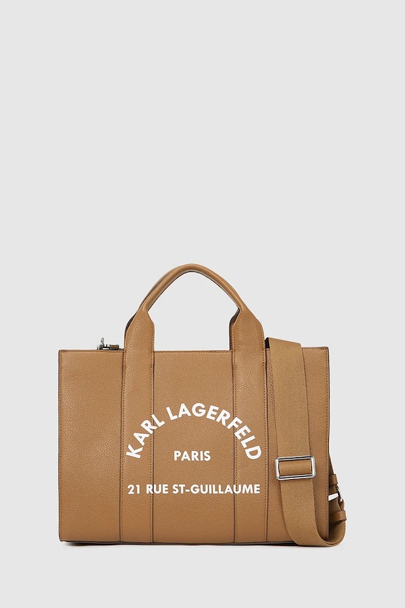 Τσάντα Karl Lagerfeld IKON απομίμηση λείου δέρματος καφέ A4W30264