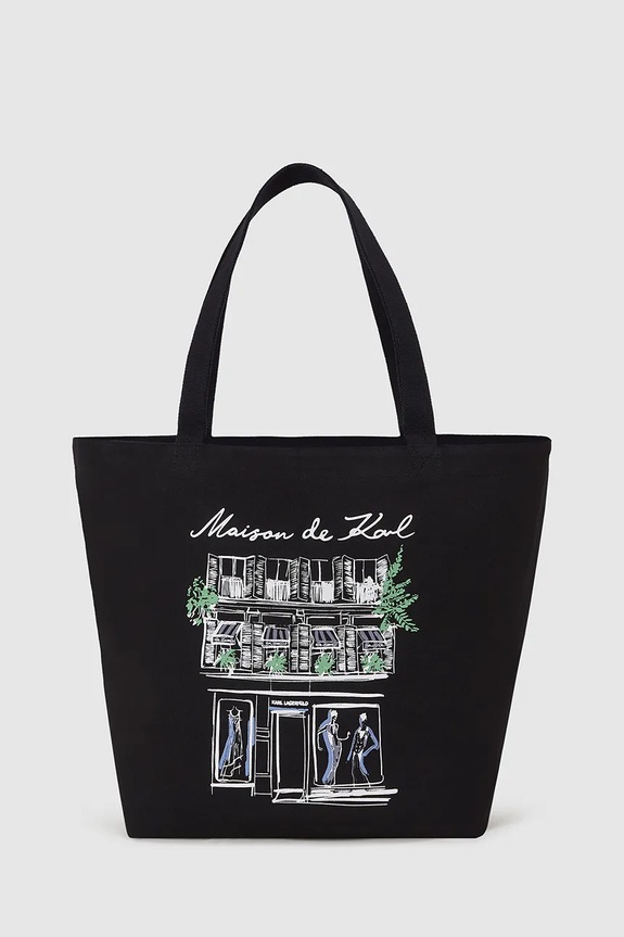 Dvostrana torba Karl Lagerfeld K/SKETCH Planet friendly crna A4W50058