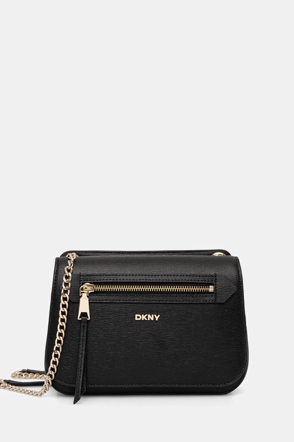Δερμάτινη τσάντα Dkny BRYANT λείο δέρμα μαύρο R5333M02