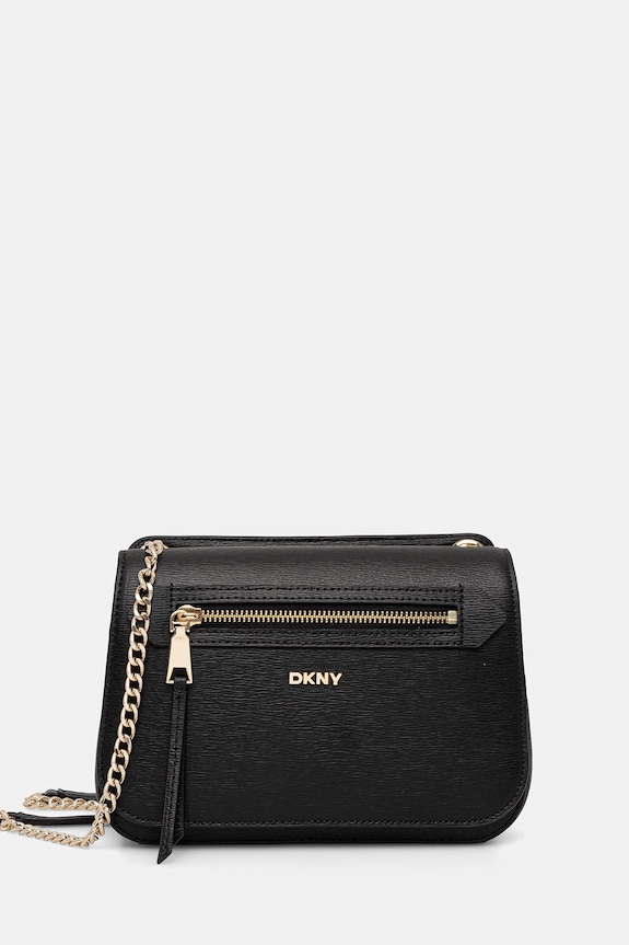 Δερμάτινη τσάντα Dkny BRYANT λείο δέρμα μαύρο R5333M02