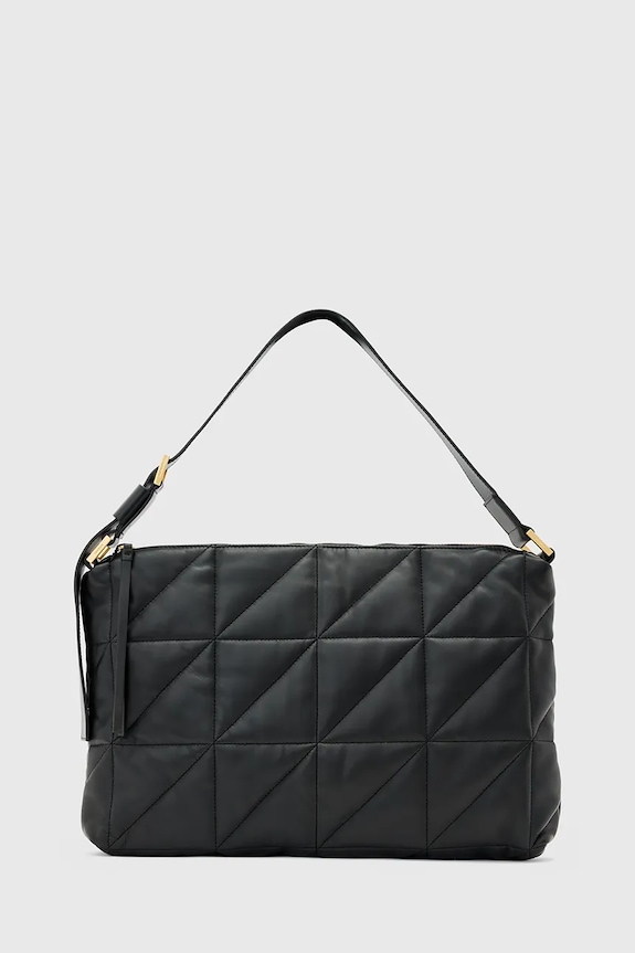 Шкіряна сумочка AllSaints EDBURY лицьова шкіра чорний W345XD