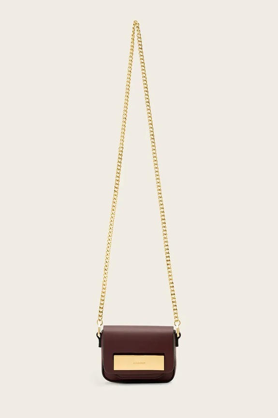 Δερμάτινη τσάντα AllSaints ETTA λείο δέρμα μπορντό W340XD