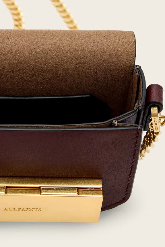 Δερμάτινη τσάντα AllSaints ETTA W340XD μπορντό
