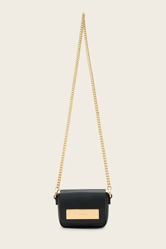 AllSaints torebka skórzana ETTA skóra licowa czarny W340XD