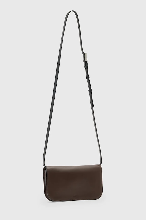 Kožená kabelka AllSaints MAEVE W268XD hnědá SS26
