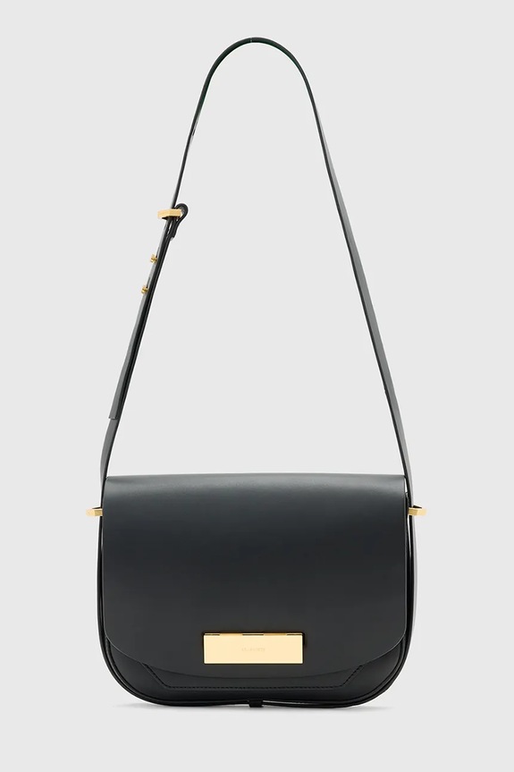 AllSaints borsa a mano in pelle ETTA pelle fiore nero W295XD