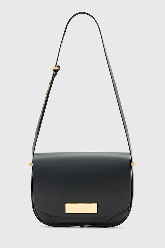 AllSaints borsa a mano in pelle ETTA pelle fiore nero W295XD