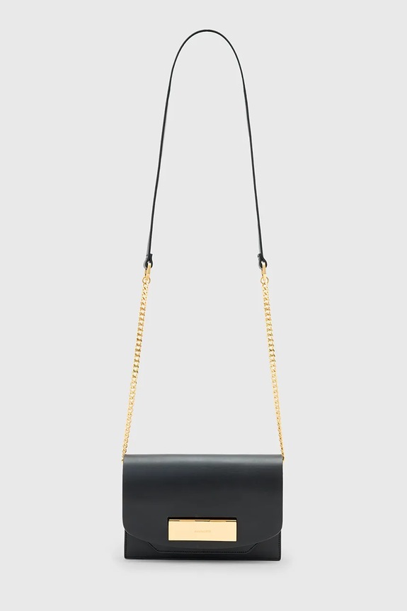 AllSaints torebka skórzana ETTA skóra licowa czarny W339XD