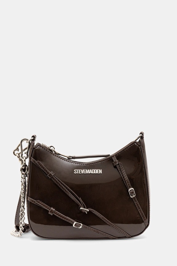 Kabelka Steve Madden Bliana-2 imitácia lakovanej kože hnedá SM13001770