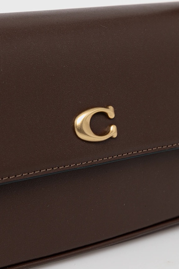 Accesorii Coach geantă de piele Brook Flap Chain Bag CAN90 maro