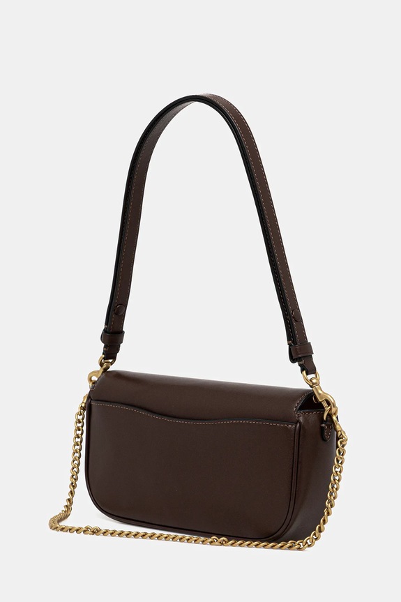 Coach geantă de piele Brook Flap Chain Bag maro CAN90