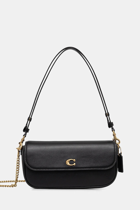 Kožna torba Coach Brook Flap Chain Bag bez uzorka crna CAN90