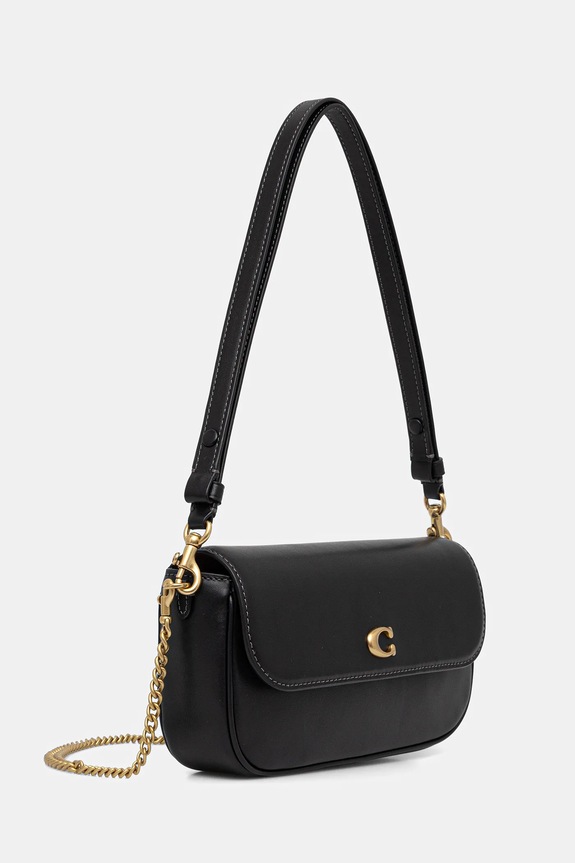 Kožna torba Coach Brook Flap Chain Bag CAN90 crna AA00