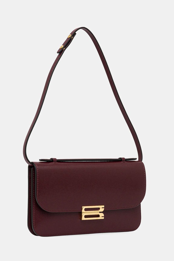 Δερμάτινη τσάντα ώμου Victoria Beckham B425AAC006932A μπορντό AW25
