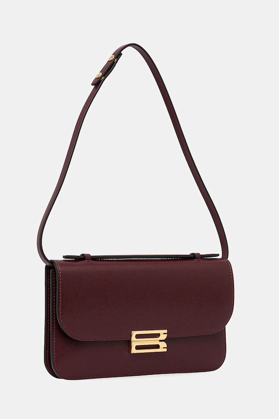 Δερμάτινη τσάντα ώμου Victoria Beckham B425AAC006932A μπορντό AW25