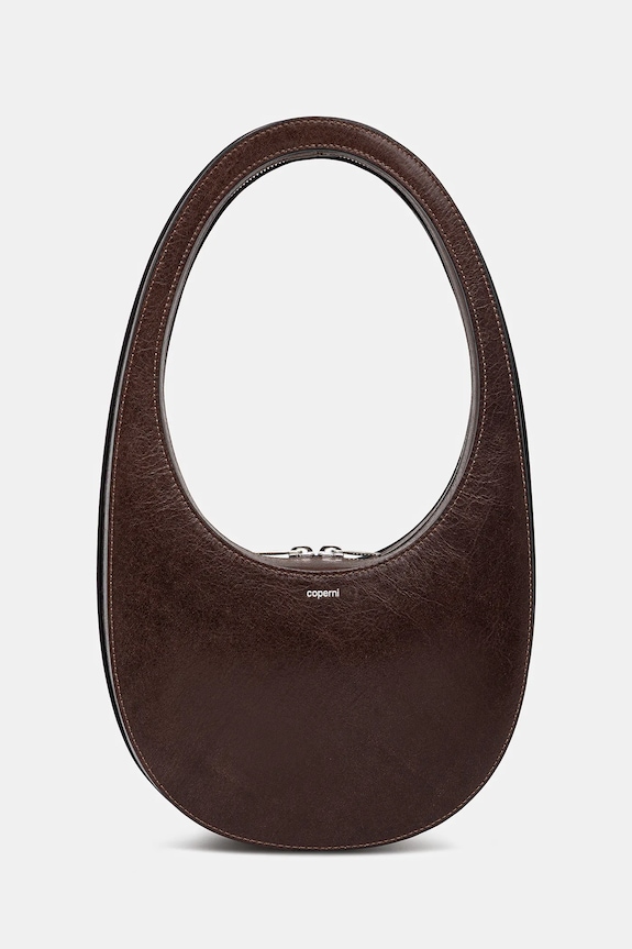 Kožená kabelka Coperni Swipe hladký hnědá COPBA01F6064