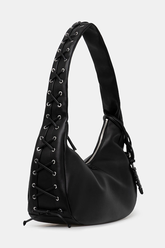 GANNI torebka Hobo Medium Laces A7295 czarny AW25