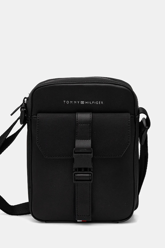 Σακίδιο Tommy Hilfiger απομίμηση λείου δέρματος μαύρο AM0AM13479