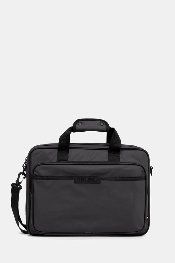 Taška na notebook Tommy Hilfiger 42 x 32 x 10 cm jednofarebný sivá AM0AM13466