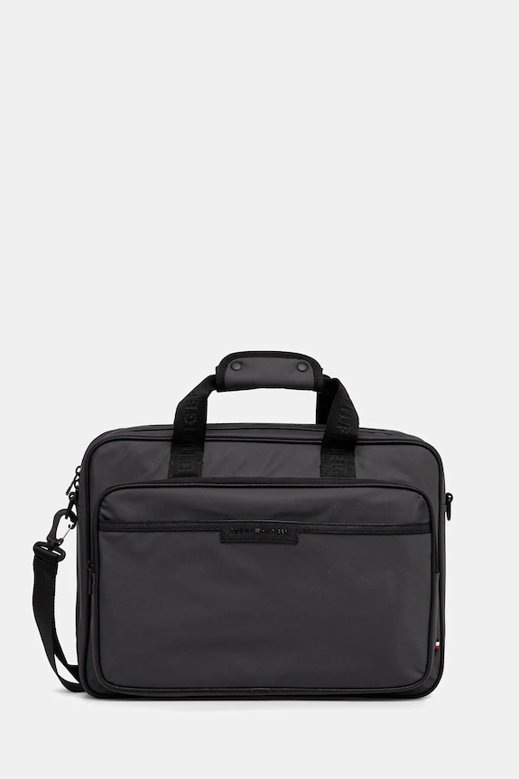 Taška na notebook Tommy Hilfiger 42 x 32 x 10 cm jednofarebný sivá AM0AM13466