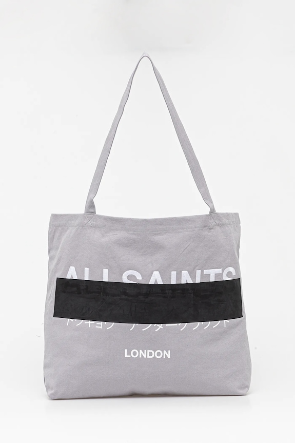 AllSaints torba bawełniana REDACT 37 x 37 x 12 cm mieści A4 szary M093XC
