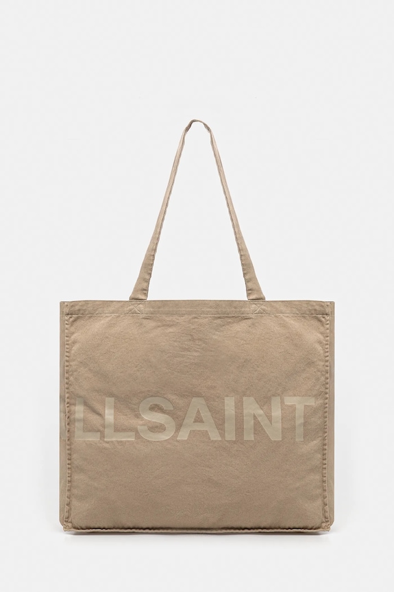 Bavlnená taška AllSaints LARGE 46 x 42 x 19 c potlač béžová M170XC