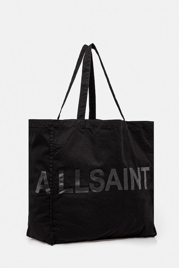 Bavlnená taška AllSaints LARGE 46 x 42 x 19 c M170XC čierna AW25