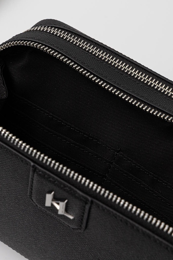 Karl Lagerfeld mala torba za muškarce kožna K/MONOGRAM A3M30157 crna