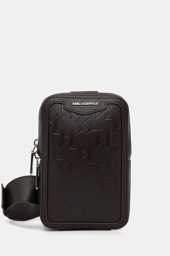Шкіряна сумка Karl Lagerfeld K/LOOM лицьова шкіра коричневий A3M30179