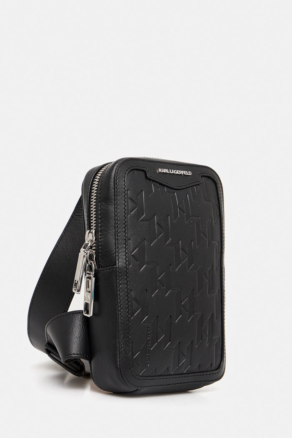 Kiegészítők Karl Lagerfeld bőr oldaltáska K/LOOM A3M30179 fekete